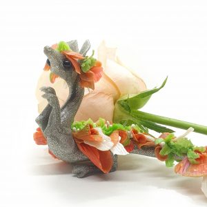 Petals the Miniature Polymer Floral Clay Dragon Sculpture